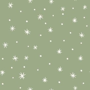  Natural Christmas - Snowflakes on a sage green background