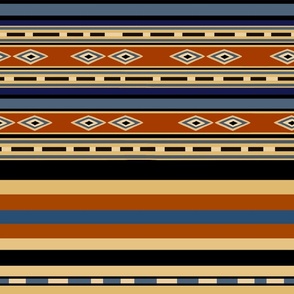 Southwest Arizona Rug Design - Design 17160859 - Rust Ivory Blue - 21x24"