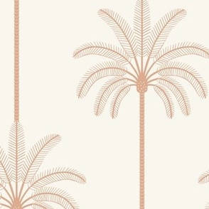 Boho Palm Trees Peach Fuzz On Bone White