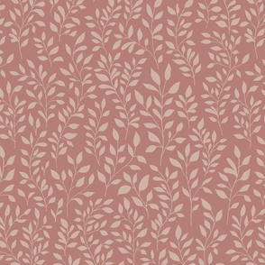Botanical Minimalism | Medium Scale | Soft Pink on Mauve | non-directional leaves
