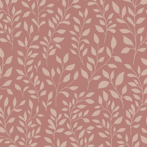 Botanical Minimalism | Large Scale | Soft Pink on Mauve | non-directional leaves