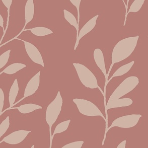 Botanical Minimalism | Jumbo Scale | Soft Pink on Mauve | non-directional leaves