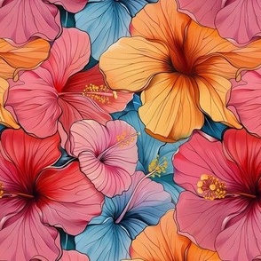Hawaiian hibiscus in Tricolors