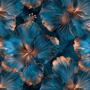 Blue copper hawaiian hibiscus
