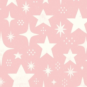 (large) Rustic spackled stars Rose Quartz pink white Natural