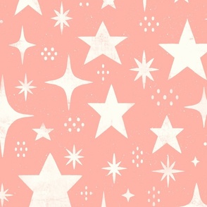 (large) Rustic spackled stars peach pearl pink pastel coral 