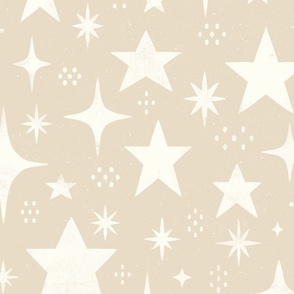 (large) Rustic spackled stars antique white natural beige neutral