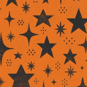 (large) Rustic spackled stars carrot orange tricorn black warm