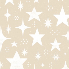 (large) Rustic spackled stars Antique white beige neutral
