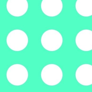 SFGD1BR  - Closely Spaced White Polka Dots on Seafoam Green -  3 inch basic repeat - minimalist