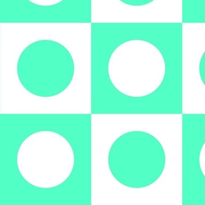 SFGDHB - Opposites Attract Polka Dot Checks in Seafoam Green and White - 16 x 16 inch repeat