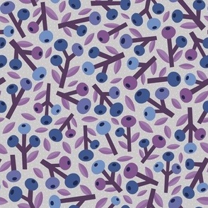 Stylish Berry Pattern with Purple and Blue Design - Modern Abstract Berries for Trendy Leaves Fabric \\ small scale 0059 A \\ beige violet purple 