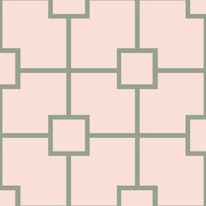 (L) Classic Trellis, Lattice, English Country Garden Dusty Pink and Sage Green