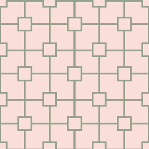 (M) Classic Trellis, Lattice, English Country Garden Dusty Pink and Sage Green
