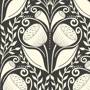 nordic bold  flower - charcoal - big size