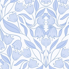 Vintage Lily Of The Valley // Floral Damask // Warm Beige // baby blue