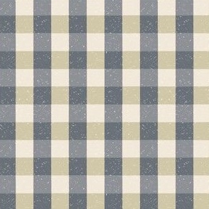 (Medium) Gingham Textured  - Muted Blue and Olive Green