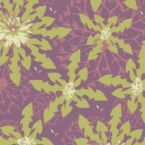 Maximalist Deconstructed Dandelions in Pink And Lime