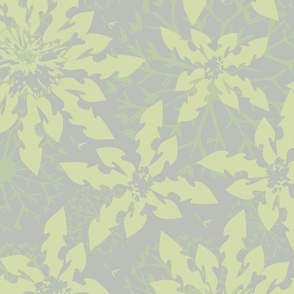  Maximalist Deconstructed Dandelion in Muted lime and purple