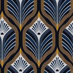 Luxurious Vintage Glam Art Deco - Deep Blue, Grey and Gold