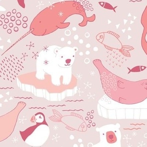 Arctic Animals - Salmon Pink and Peach, Medium by Cecca Designs