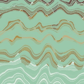 Marbled Aurora Borealis mint green and rust brown