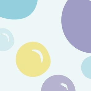 Turquoise Yellow Purple Bubbles Blue Background Large Scale