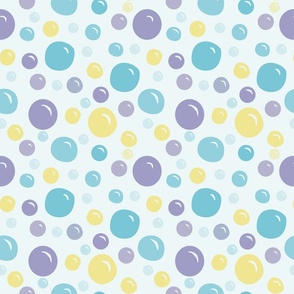 Turquoise Purple Yellow Bubbles Blue Background Medium Scale