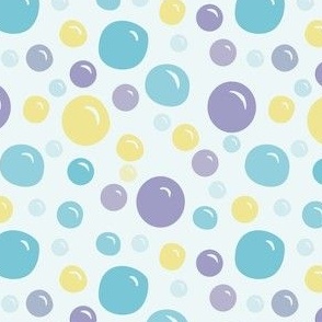 Turquoise Purple Yellow Bubbles with Blue Background Small Scale
