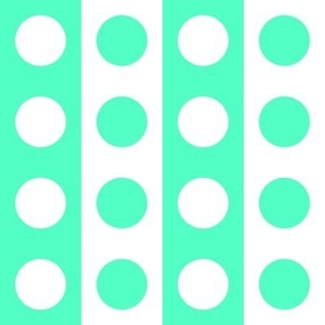 SFGD3 -  2 Inch Wide Polka Dot Stripes in Seafoam Green and White - 4 inch repeat