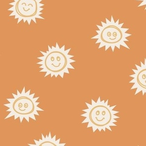 053 - Small Scale Good Morning Sunshine Happy Sleepy Faces Childrens Hand Drawn Whimsical Cute Nursery Baby - mustard yellow 