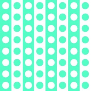 SFGD3 - 1 Inch Wide Polka Dot Stripes in Seafoam Green and White 