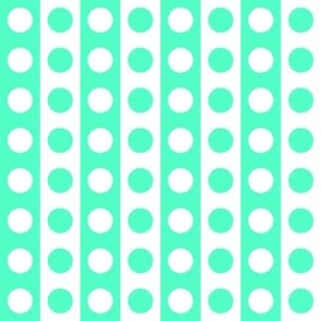 SFGD2 - 1 Inch Wide Polka Dot Stripes in Seafoam Green and White 
