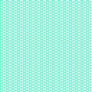 SFGD3  - Quarter Inch Wide Polka Dotted Stripes in Seafoam Green and White - Teensy Tiny scale -   1 x 0.5 inches repeat