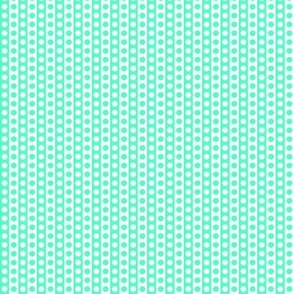 SFGD2  - Opposites Attract Polka Dotted Stripes in Seafoam Green and White - Teensy Tiny scale -   1 x 0.5 inches repeat