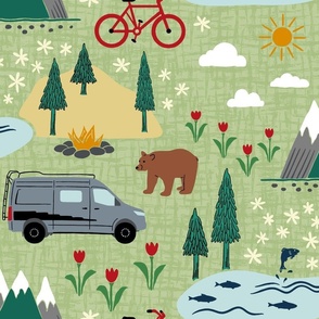 Van life Revel-ing in the forest camping and road trip adventure, larger scale