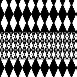 black and white geometric pattern with rhombuses