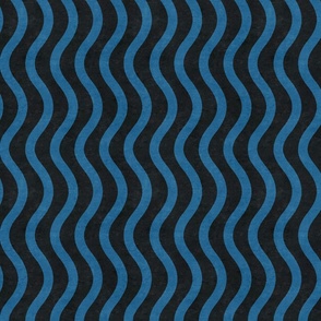 Wavy Stripes - Electric Blue & Black