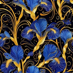 Irises on Gold Art Nouveau-1