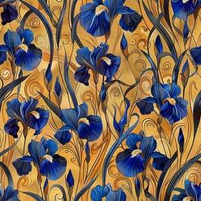 Irises on Gold Art Nouveau-2