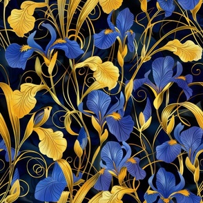 Irises on Gold Art Nouveau-4