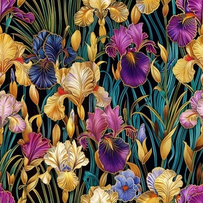 Irises on Gold Art Nouveau-6
