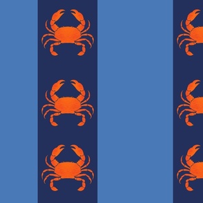 (L) Orange crab on blue stripes crustacean core