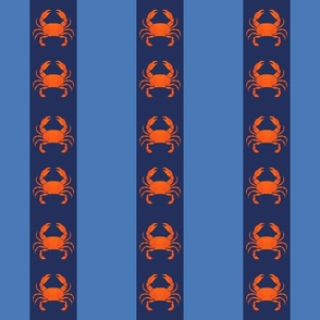 (M) Orange crab on blue stripes crustacean core