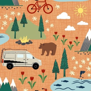 Van life Revel-ing in the forest camping and road trip adventure, larger scale