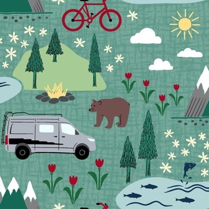 Van life Revel-ing in the forest camping and road trip adventure, larger scale