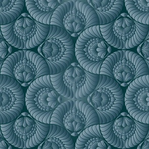 M - Quilted Art Deco Cosmic Eye Vintage Glamour - Boudoir Blue