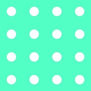 SFGD2BR - Widely Spaced White Polka Dots on Seafoam Green  -  2 inch basic repeat