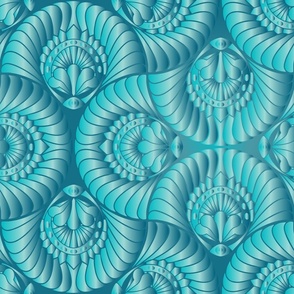 L - Quilted Art Deco Cosmic Eye Vintage Glamour - Turquoise Shimmer Boudoir