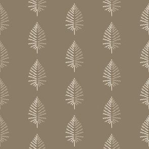 Minimalist masculine botanical leaves in Warm leather brown
